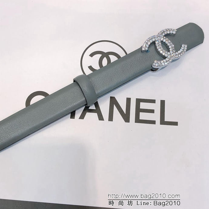 CHANEL香奈兒 18新款 20MM精品 進口光滑優雅小腰帶 CC水鑽扣  xfp1014